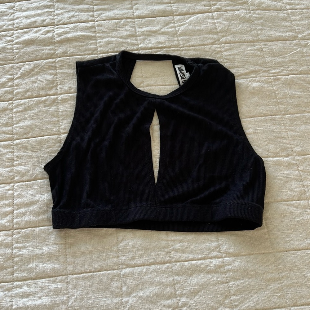 Joah Brown Ribbed Cropped Tank